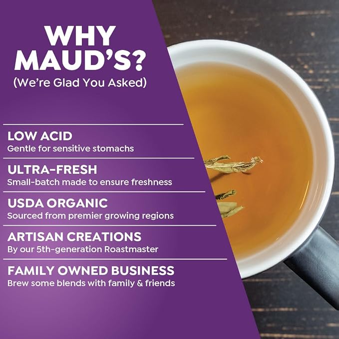 Maud's Organic Chamomile Lavender Tea Pods, 24 ct, Single Serve Pods – 100% Gourmet Blended Tea Leaves, Compatible with Keurig K Cups Maker