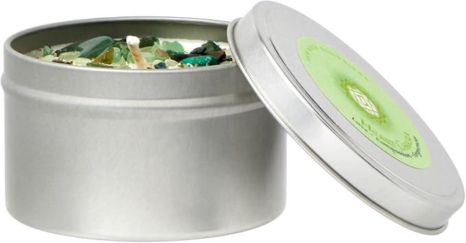 Heart Chakra Candle by New Moon Beginnings - Chakra Candles - Dried Flower, Herb, & Crystal Candles - Aromatherapy Candles - Soy Candle - 8oz Tin