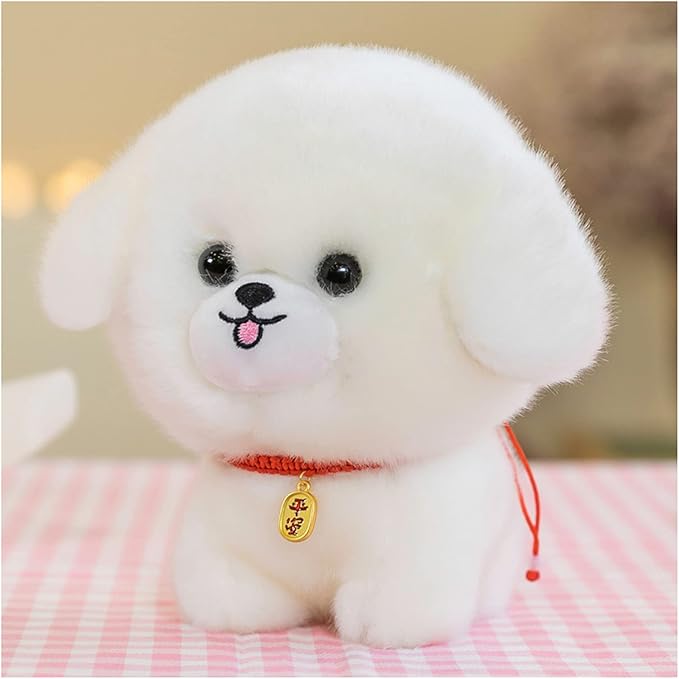 Dog Plush Stuffed Animal,Simulated Plush Toy,Cuddly Plush Pillow Animal,Gifts for boy Girl (White, 9.8 in)