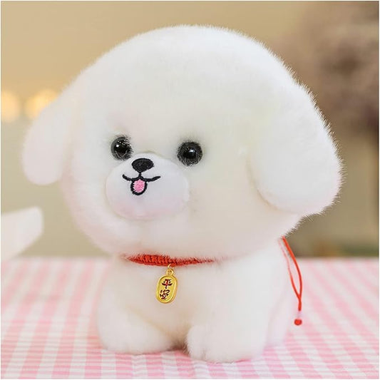 Dog Plush Stuffed Animal,Simulated Plush Toy,Cuddly Plush Pillow Animal,Gifts for boy Girl (White, 9.8 in)