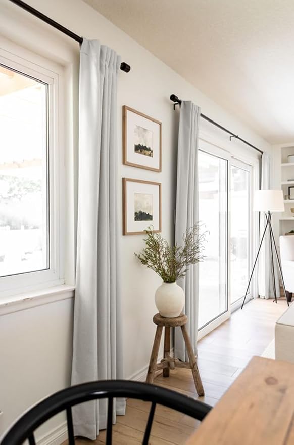 100% Blackout Shield Linen Blackout Curtains for Bedroom 96 Inches Long, Back Tab/Rod Pocket Living Room Drapes, Thermal Insulated Blackout Curtains 2 Panels Set, 50" W x 96" L, Beige