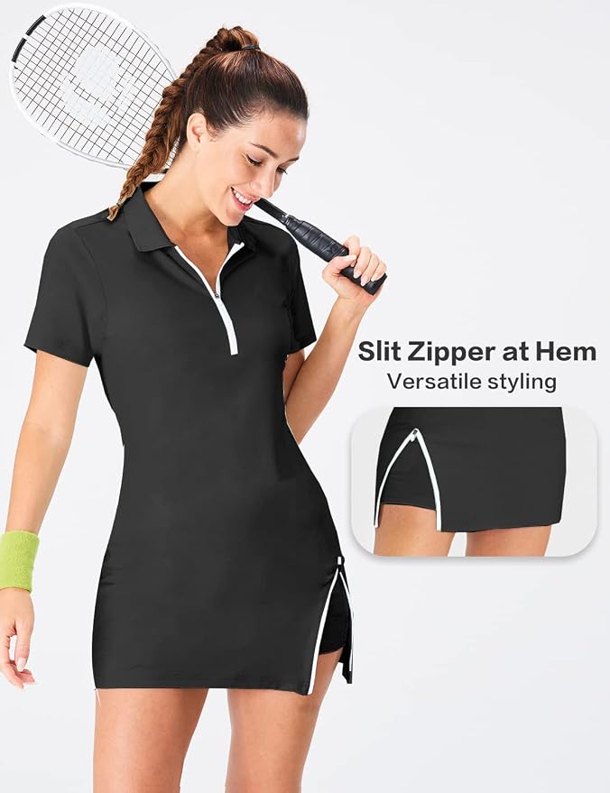 Hiverlay Tennis Dress Golf Dresses for Women with Built in Shorts | Polo Dress, Golf Outfit, 2 Pockets, UPF 50+ Pickball Hiking Workout Active Athletic Dresses,Summer Gym