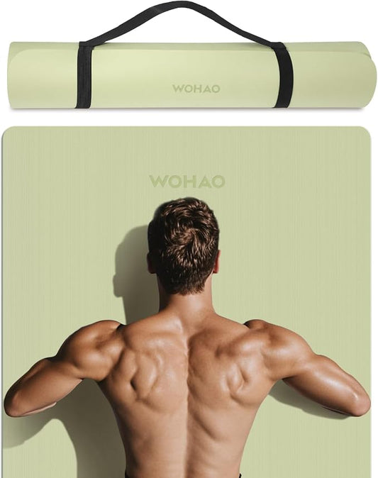 Extra Wide & Thick 8mm Yoga Mat, 72"x31.5" Large Non Slip Exercise Mat, Premium POE Material for Superior Cushioning & Stability, with Strap for Home Gym, Pilates