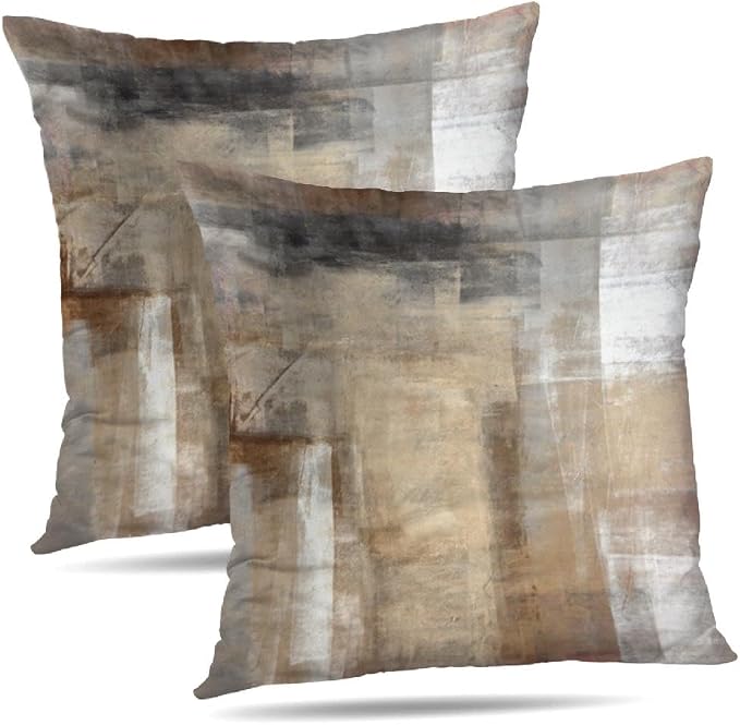 Throw Pillow Covers for Couch, 18x18 Inch, 2 Pack, Grey Beige | Decorative Throw Pillow Covers Cushion Covers for Couch Bedroom Sofa Living Room