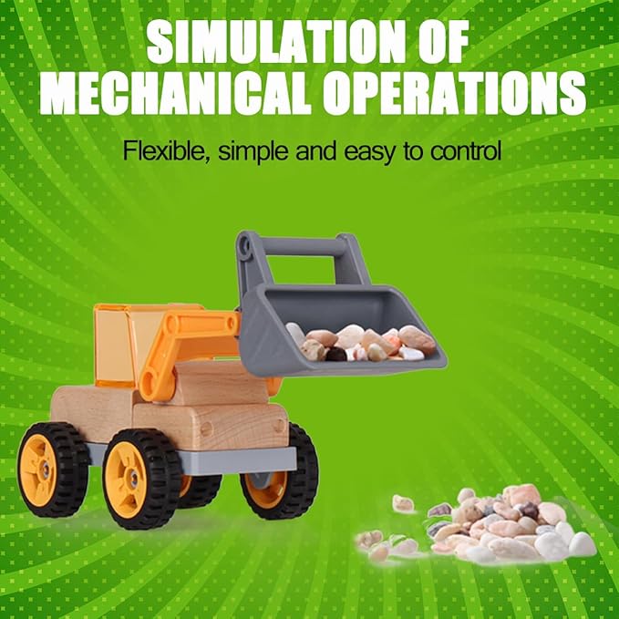 Wooden Construction Truck Mini Simulation Engineering Vehicles for Boys and Girls Toy Car (Shovel) for Age 3 +