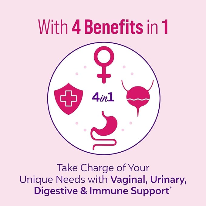 Culturelle 4-in-1 Probiotics for Women, Daily Probiotic & Prebiotic Supplement to Support Vaginal Health, Digestive Health, Immune Health, Occasional Diarrhea, Gas & Bloating Relief, Non-GMO, 30 Count