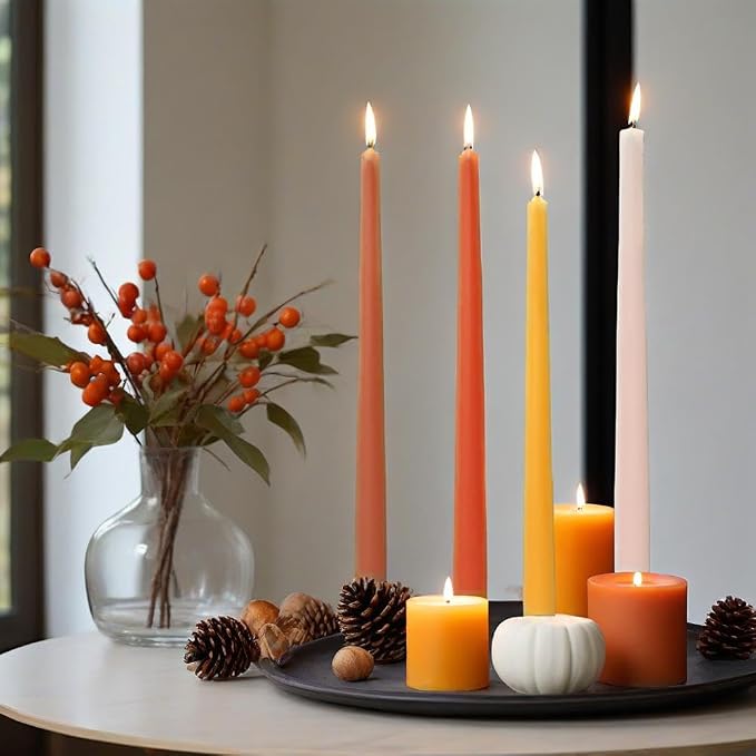 4 PCS Citrus Scented Taper Candles Gradient Orange Candlesticks Smokeless Candle Colorful Long Candles 10 inch for Christmas Wedding Festival Home Decor