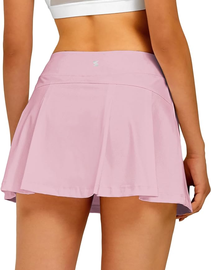 Stelle Women Tennis Skirt High Waisted Athletic Golf Skorts with Pockets | Tummy Control, Built-In Shorts, Deep Pockets, Pleated, Breathable, Lightweight, Tennis, Golf, Pickleball, Running, Workout