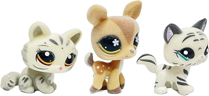 3pcs/Set Custom Flocked Pet Shop Toys Short Hair Cat Kitten Collie Great Dane Cocker Spaniel Dachshund Puppy Dog OOAK Compatible with LPS (#3585 and 634 and 1498)