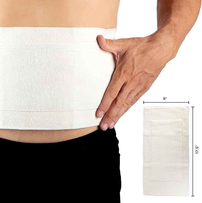 LONDON LINENS 100% Natural Cotton Flannel Castor Oil Pack Wrap - Unbleached, Reusable Castor Oil Wrap for Abdomen, Joints & Other Areas with Front Pocket for Hot & Cold Pack (Pack of 6)