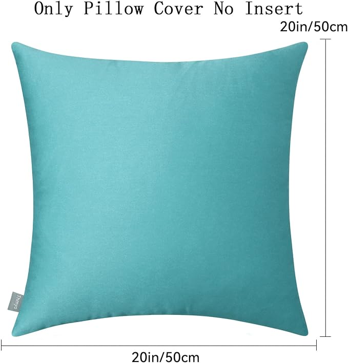 Thmyo 4-Pack 100% Cotton Comfortable Solid Decorative Throw Pillow Case Square Cushion Cover Pillowcase Sublimation Blank Pillow Covers DIY Throw Pillowcase for Sofa Bedroom(20x20 inch/ 50x50cm,Green)