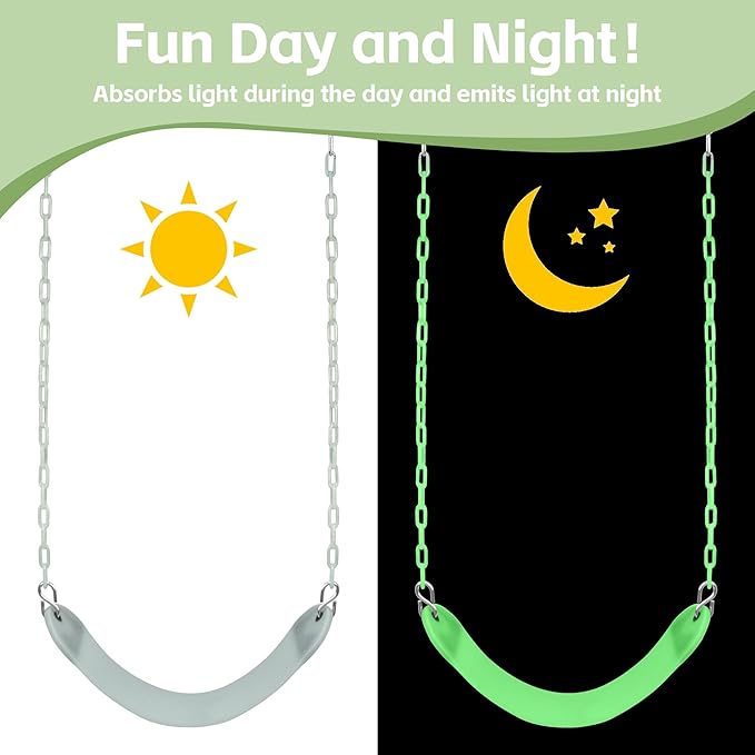 Heavy Duty 66 Inches Chain Plastic Coated Swing Seat Replacement Swing Set Accessories Outdoor Glow in The Dark