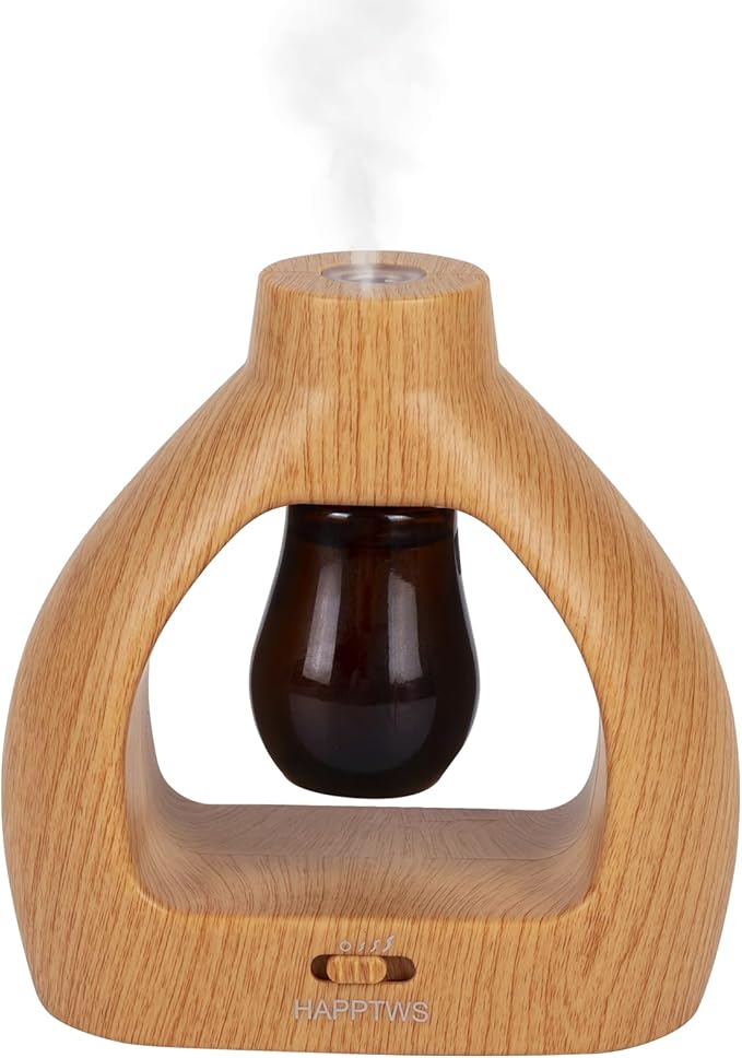 HAPPTWS Waterless Essentil Oil Diffuser Set - Cordless Diffuser 3 Timer Settings Battery Operated for Bedroom Yoga Studio Bathroom Pet Room