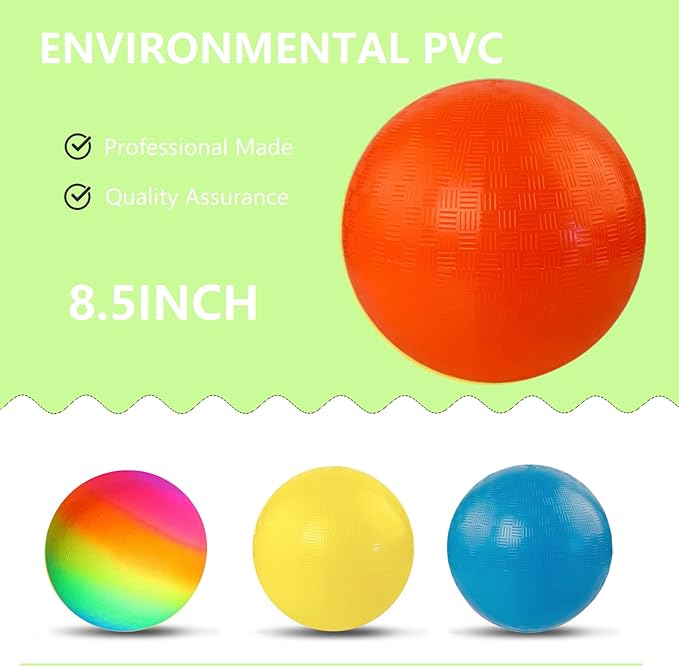 Playground Ball, 8.5 Inch Kickball for Kids Adults Indoor & Outdoor Dodgeball Handball Four Square Ball Schoolyard Game