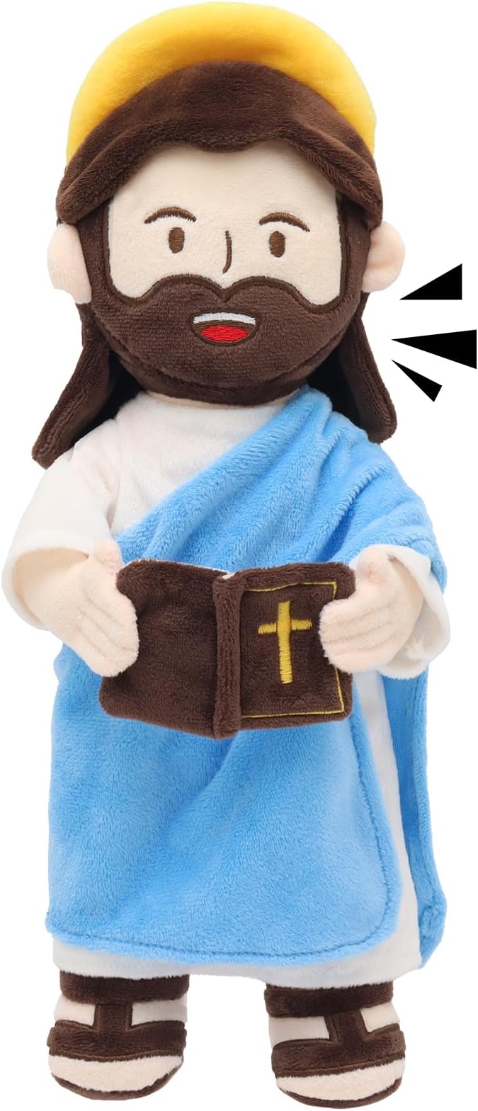 Jesus Plush Talking Doll with Halo,Speak 20 Bible Verses & 20 Songs,13.4" Interactive Hymn Stuffed Plushie Perfect Religious Gift for Kids Sunday School & Easter Celebrations