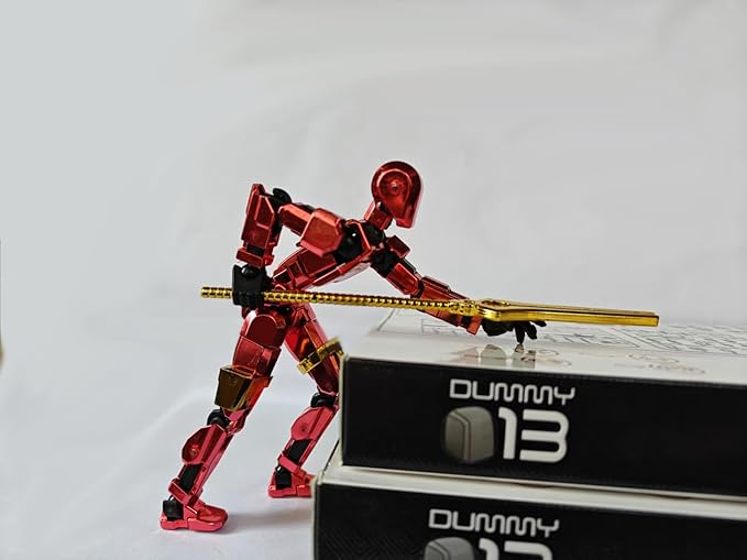 T13 Action Figure Set – 4-Pack Dummy 13|Titan 13 Poseable Robot Figures, DIY Collectible Toys for Kids & Adults, Metallic Style