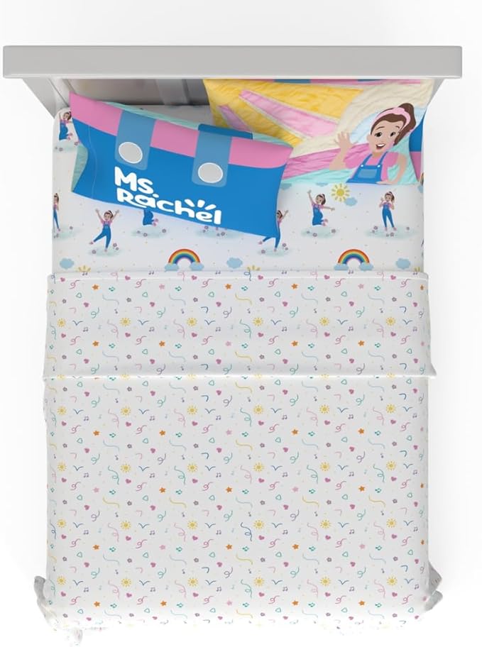 Ms. Rachel Educational Adventures Bedding Super Soft Cozy 4 Piece Microfiber Sheet Set, Full, (Officially Licensed Product) by Franco Kids