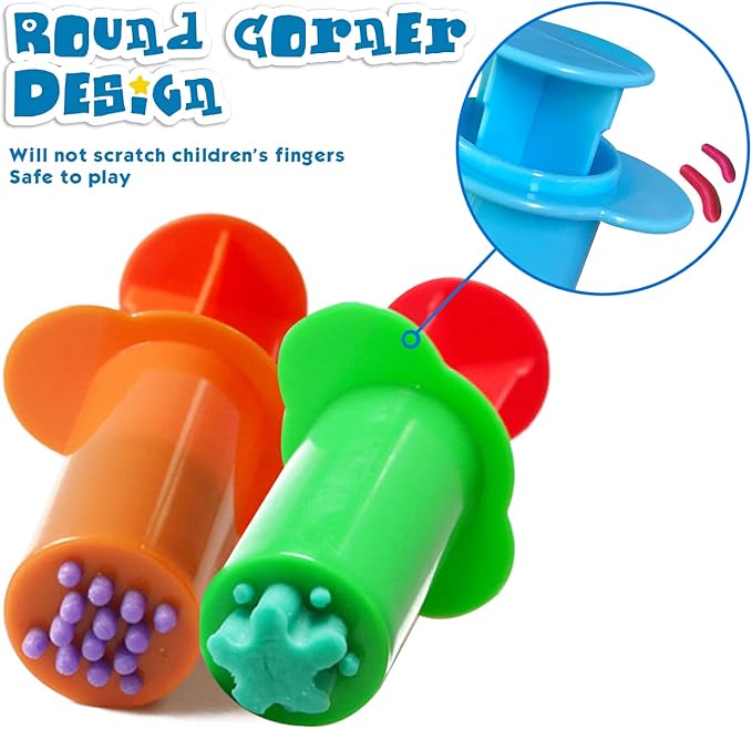 Assorted Designs Dough Extruders Set - Set of 10 - Assorted Colors