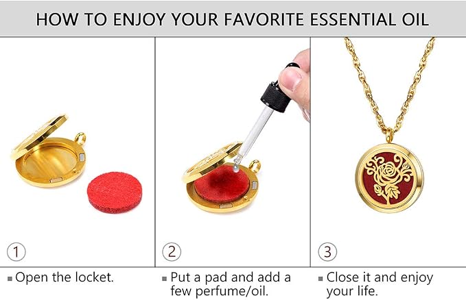 PROSTEEL Diffuser Aromatherapy Necklace Perfume Locket Pendant Charm Stainless Steel Delicate Rose Flower Women Jewelry