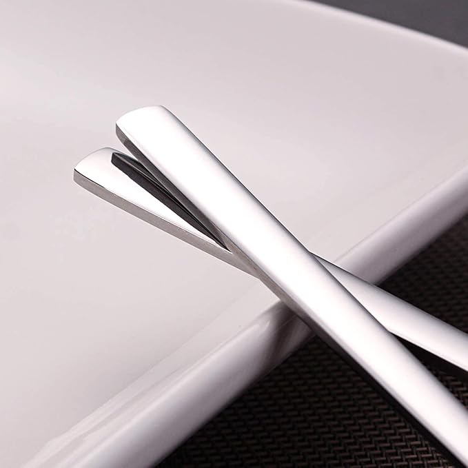IQCWOOD Spoons, 8 Pcs Korean Spoon, 8.5 Inch Stainless Steel Soup Spoons | Korean Soup Spoons with Long Handle, Smooth Edges & Mirror Finish, Flatware Set for Everyday Home, Kitchen, or Restaurant Use