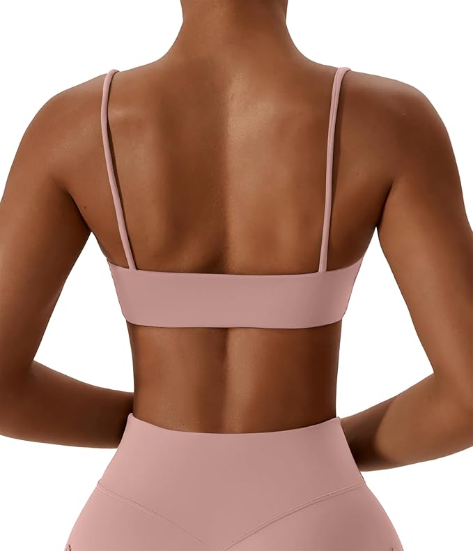 Comper Women's Sports Bras Wirefree Racerback Workout Bras Sexy Thin Straps Yoga Sport Bras with Removable Pads