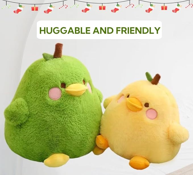 Cute Fruit Pear Duck Stuffed Animal Plush Toy Pillow - Girls and Boys Birthday Gift - 7.8" (Green 7.8)