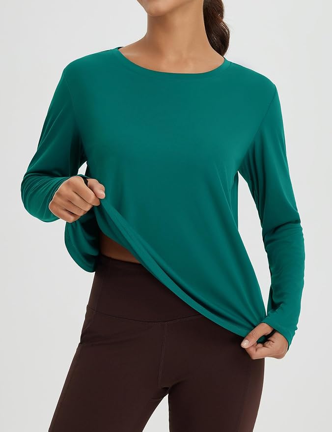 baleaf Women's Long Sleeve Workout Tops Running Sun Shirts Split Back | UPF 50+, Quick Dry, Lightweight, Breathable, Moisture-wicking, SPF, UV, for Athletic, Gym, Hiking, Tennis, Outdoor