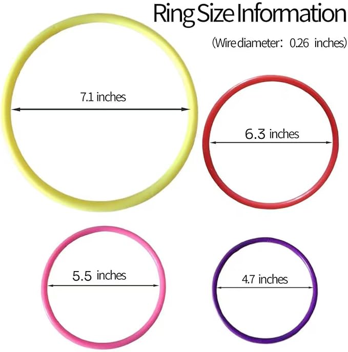 24PCS 4 Sizes Plastic Ring Toss Game Set - Outdoor Yard Games for Family Party, Speed & Agility Training Toys for Kids Adults - Includes Carnival Birthday Bridal Shower Party Favors (Colors May Vary)