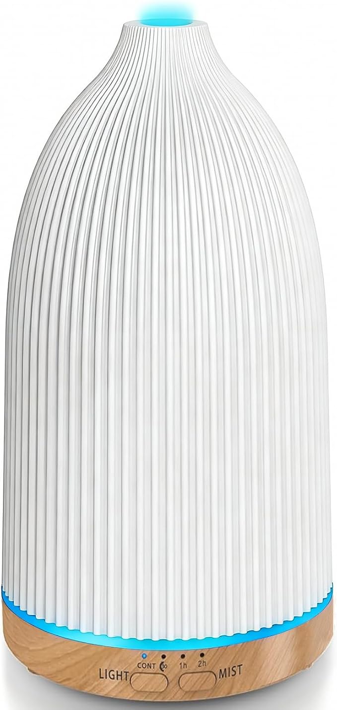 URPOWER 150ML Essential Oil Diffuser, Compact Ultrasonic Aroma Diffuser with Soft 7-Color Light, Timer and Auto-Off Protection, Small Scent Diffuser for Bedroom, Desk, Office, Yoga