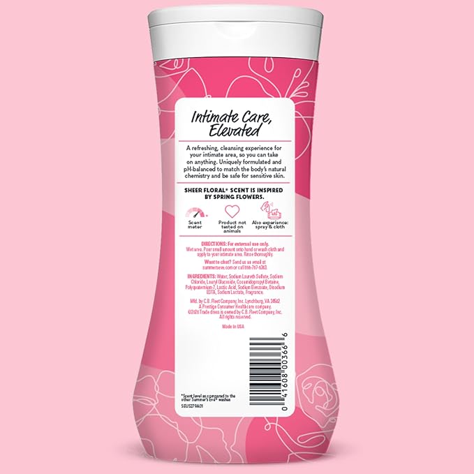 Summer's Eve Feminine Wash, Sheer Floral, Daily pH-Balanced Body Wash for Women, Feminine Care to Remove Vaginal Odor, Gynecologist Tested, 15 Fl Oz (Pack of 3)