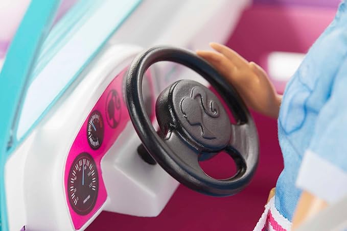 Barbie Off-Road Vehicle, Purple with Pink Seats and Rolling Wheels, 2 Seats, Gift for 3 to 7 Year Olds