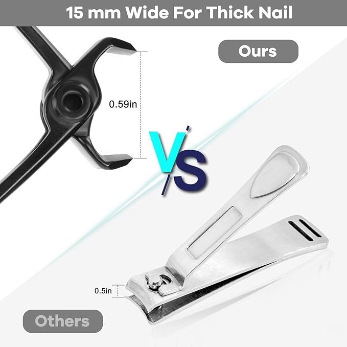 Toenail Clippers for Seniors & Thick Nails - Professional Stainless Steel Nail Clippers for Thick Toenails - Toenail Clippers with Wide Jaw - Men, Women, Elderly Manicure Set
