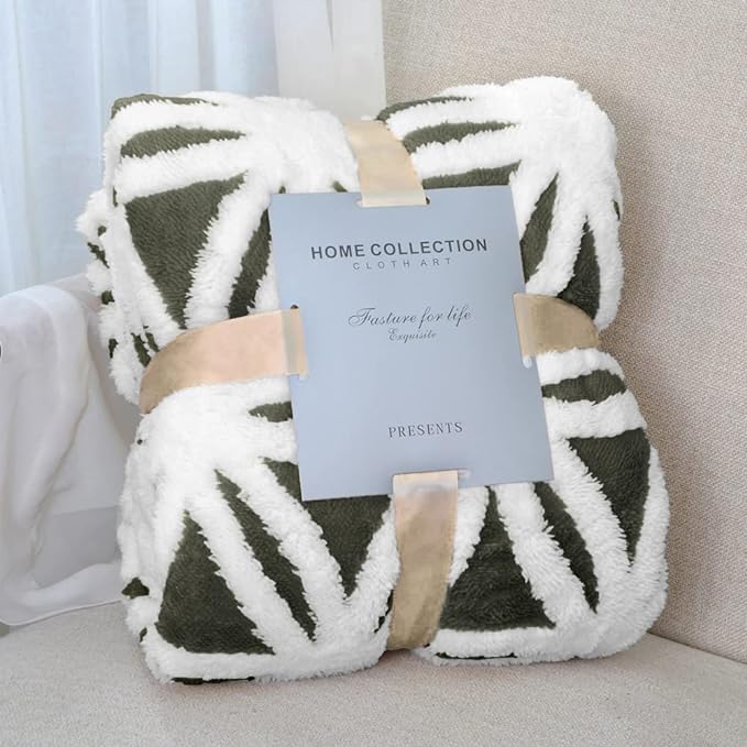 LOMAO Sherpa Fleece Blanket Gifts for Mom Dad Cozy Soft Throw Blanket for Women Men Birthday Gifts Dual Sided Couch Sofa Bed Blanket (Dark Olive, 60''x80'')