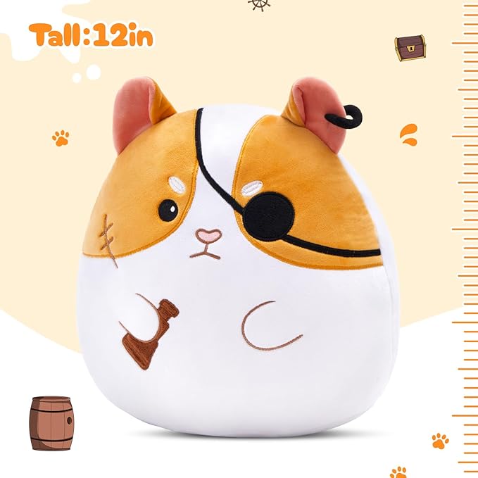 Pirate Corgi Plush Pillow - Soft Pirate Dog Stuffed Animal Toy for Bedroom, Playroom Nursery Room Decor,Pirate Dog Pillows Boys & Girls Gift,12’’