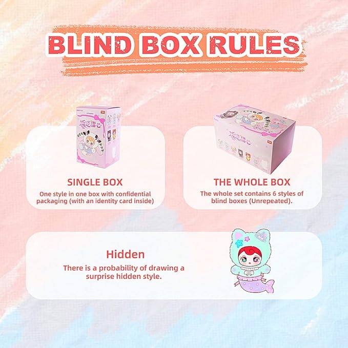 Sunycoco Plush Blind Box， Plush Figure Toys 1PC (1 of 7 Possible Styles) Sweet Rebel Series Birthday Gifts 8 in