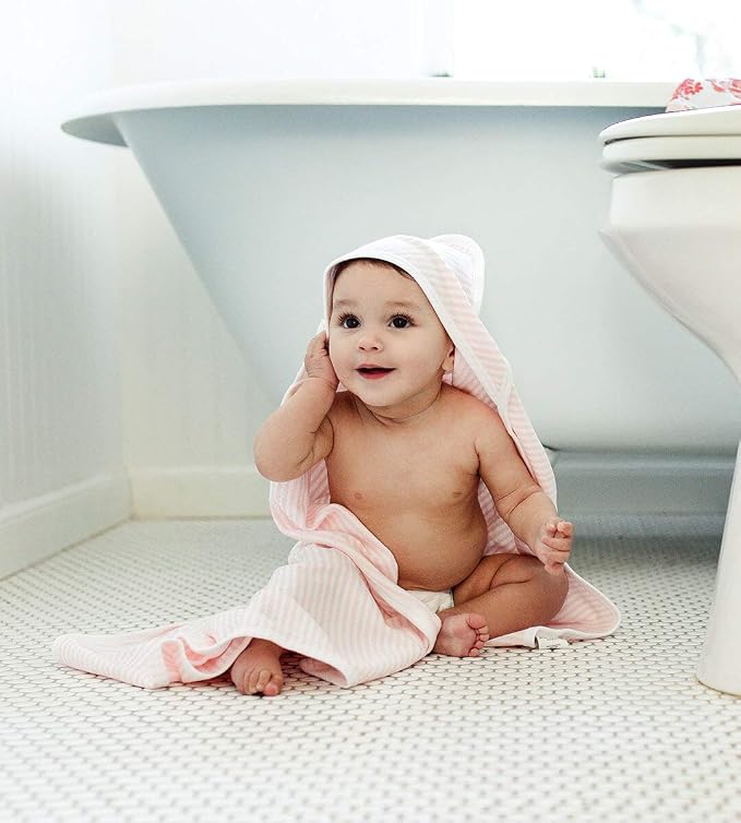 Burts Bees Baby Infant Hooded Towels Rosy Spring Organic Cotton, Unisex Bath Essentials and Newborn Necessities, Soft Nursery Towel with Hood Set, 2-Pack Size 29 x 29 Inch