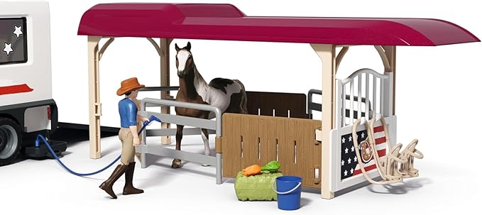 Schleich Horse Club - 119 PC Lakeside Truck and Trailer Playset With 2 Horse Figurines, 2 Poseable Rider Figures and Accessories - Interactive Play for Girls and Boys - Toys for Kids Ages 5+ | 42705