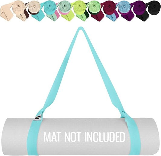 TECEUM Yoga Mat Strap – Extra Soft & Thick Cotton Carrier for All Mats | Adjustable Skin-friendly & Non-Slip Mat Holder Sling in 30+ Colors [Mat Not Included]