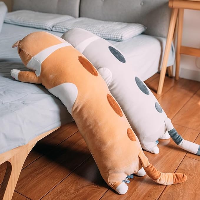 Orange Cat Long Plush Pillow Kitty Stuffed Animals Soft Sleeping Throw Pillow Doll Toy (Orange,27inches)