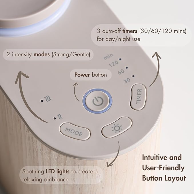 ZMARKRAFT® Waterless Essential Oil Diffuser with Solid Wood Cover | 3 Timers, 2 Mist Modes, Quiet, Portable, Waterless Fragrance, Two-Fluid Atomization