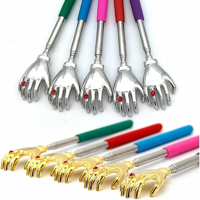 Telescopic Back Scratcher Extendable Handle, Portable Stainless Steel Hand Massage Tool, Extends from 8.66 to 23.23 inches, 2 Pack