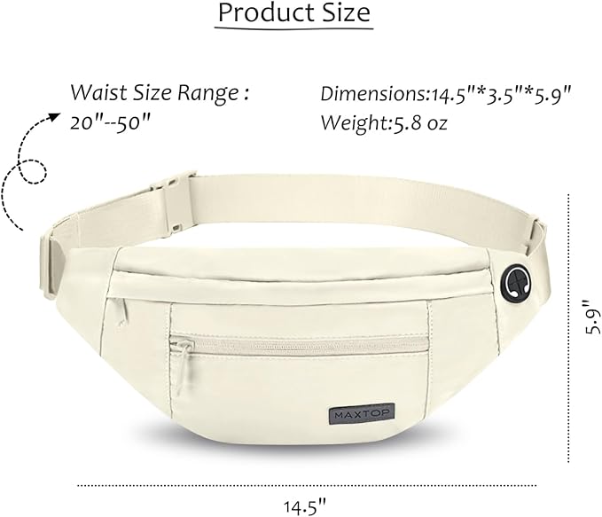 MAXTOP Large Crossbody Fanny Pack with 4-Zipper Pockets,Gifts for Enjoy Sports Festival Workout Traveling Running Casual Hands-Free Wallets Waist Pack Phone Bag Carrying All Phones