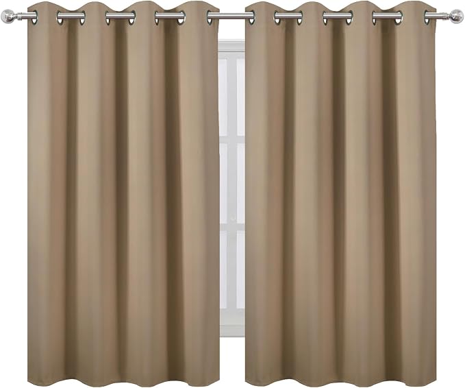 LEMOMO Natural Thermal Blackout Curtains/52 x 54 Inch/Set of 2 Panels Room Darkening Curtains for Bedroom