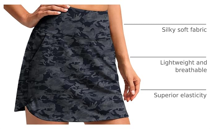 16'' Skorts for Women with 4 Pockets Athletic Tennis Golf Skirt | Built-in Shorts, High Waisted, Stretchy, A Line, Casual, Pickleball, Skort