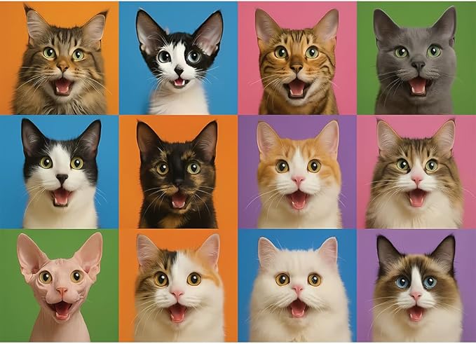 1000 Pieces Jigsaw Puzzles for Adults, Animal Series - Detailed Wildlife Art, Educational Family Game, Large 28" x 20", Great Gift for Animal Lovers & Home Decor（Cat Gallery）