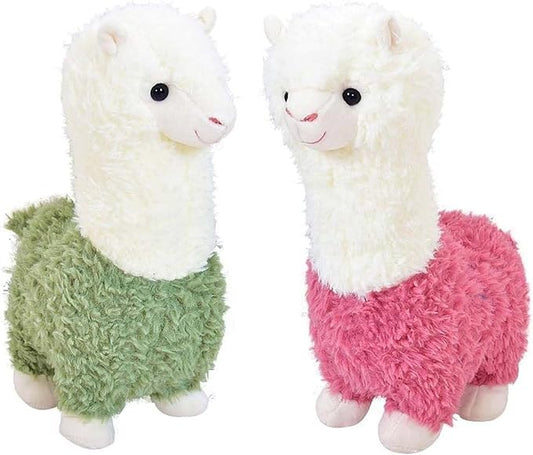 Llama Stuffed Animals Soft Plush Cute Llama Doll for Boys Girls 9.8in 2Pieces (yantuo Fen lv se)