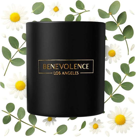 Benevolence LA Premium Eucalyptus & Chamomile Scented Candle – Long-Lasting, 45-Hour Burn – Luxury Natural Soy Candle for Home – Aromatherapy & Room Decor – 8oz