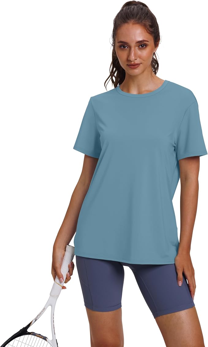 OFEEFAN Workout Tops for Women UPF 50+ Breathable Quick Dry Loose Fit T Shirt Outdoor Yoga Running Hiking Gym Tee Top