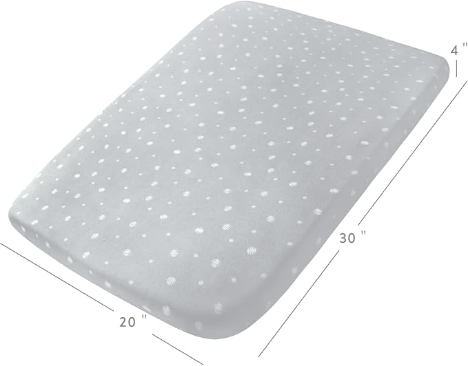 Bassinet Sheets 20" x 30" Fit for Graco Travel Lite Crib, My View 4 in 1, Fodoss, Guava Lotus, Yacul, Cloud Baby Premium and Maxi-Cosi Swift Lightweight Bassinet, Ultra Soft, White & Grey Ball, 2 Pack
