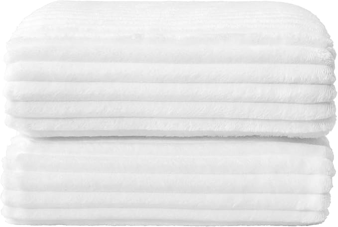 BEDELITE 3D Ribbed Jacquard White Fleece Twin Blanket for Bed, 60x80 Inch | Soft Warm Decorative Fluffy Blanket, Cozy Plush Lightweight Fuzzy Throw Blanket for Couch Sofa Room Decor, Gift for Women